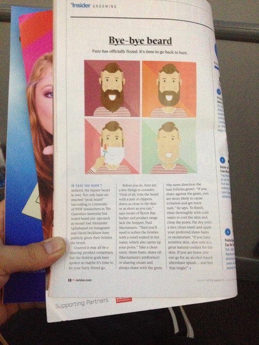 beard article in Jetstar inflight magazine jack the snipper beard oil shave
